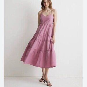 Madewell Sidonie Poplin Maxi Dress Shaded Pink Large